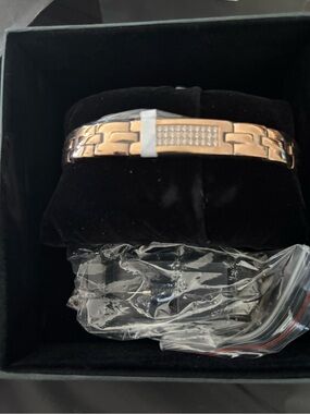 Men's Rose Gold Link Bracelet with Pavé Accent - nitro great for ur health